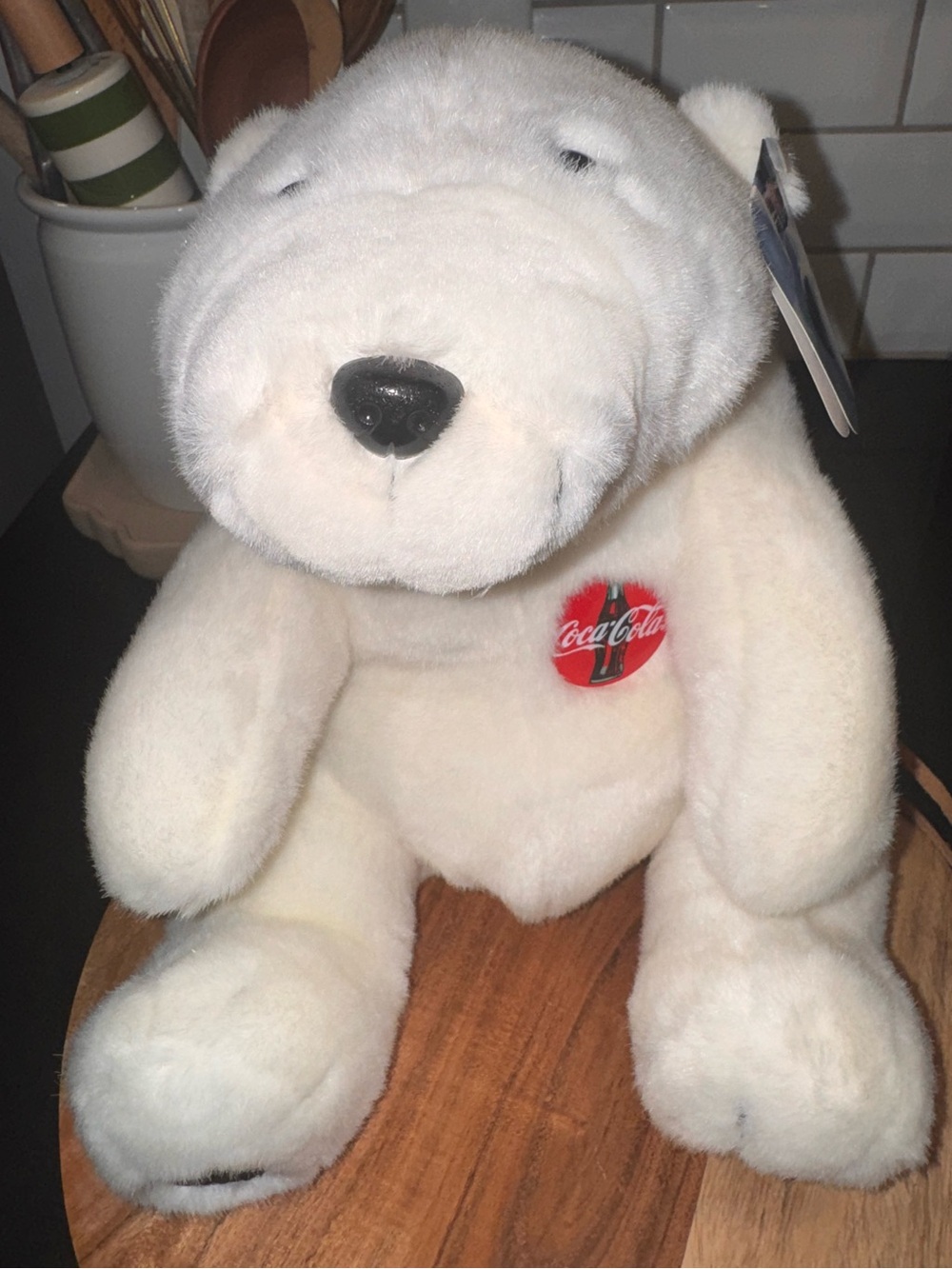 Coca-Cola White Polar Bear Plush with Red Logo Patch